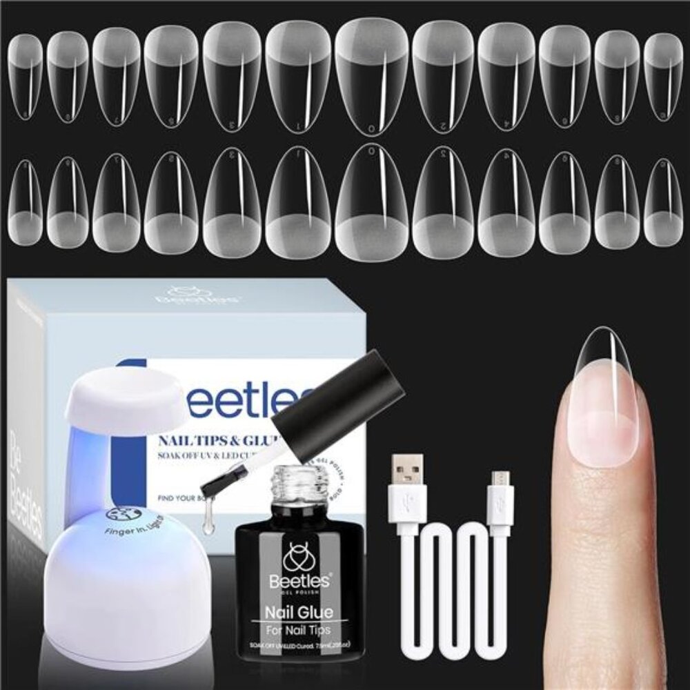 Gel Nail Kit Amond Shape - 504Pcs Beetles Gel Nail Kit Easy Nail Extension Set